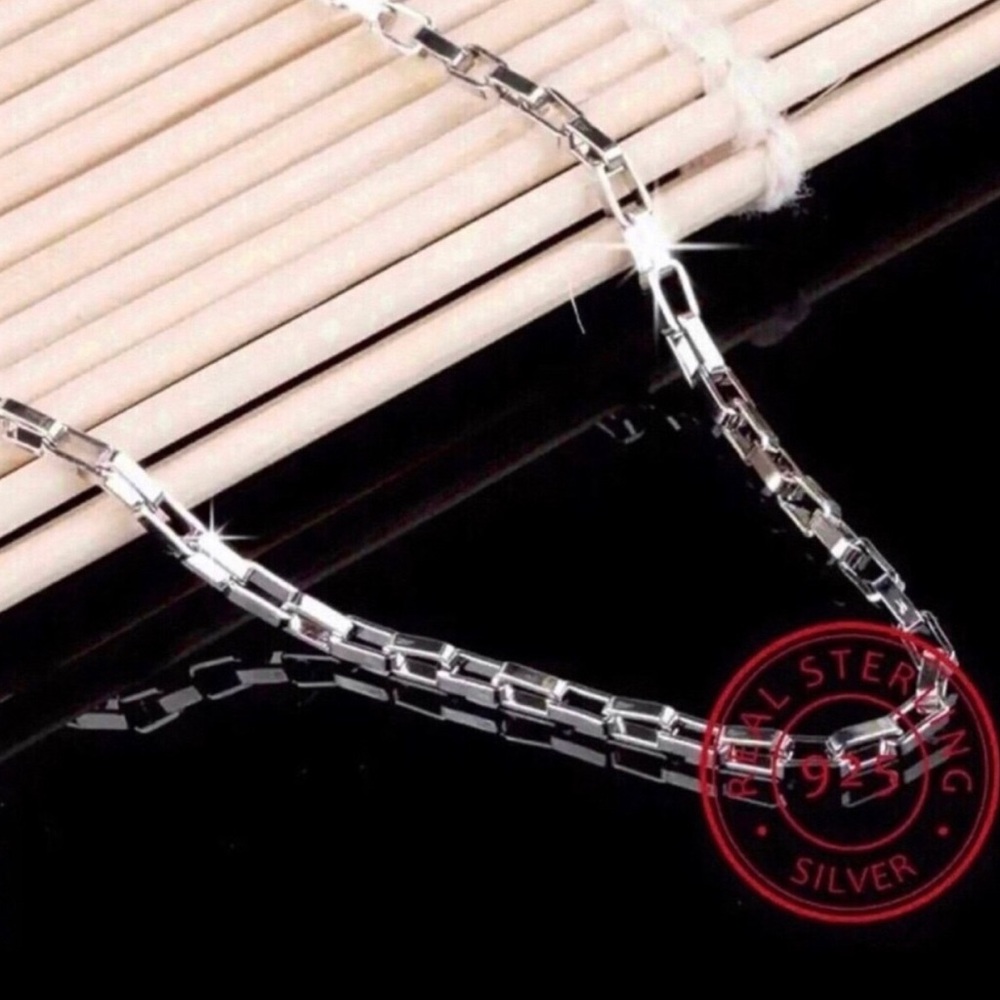 18” Sterling Silver Box Link Necklace